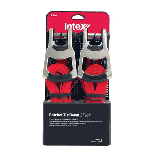 Ratchet Tie Down 680kg W.L.L (2 Pack)
